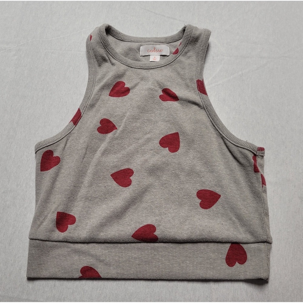 Colsie Heart-printed Cropped Tank Top Womens Size Small